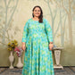 Jyoti Fashion Women's Sky Blue Rayon Floral Print with Sequins Designer Anarkali Set | Swadesiicart