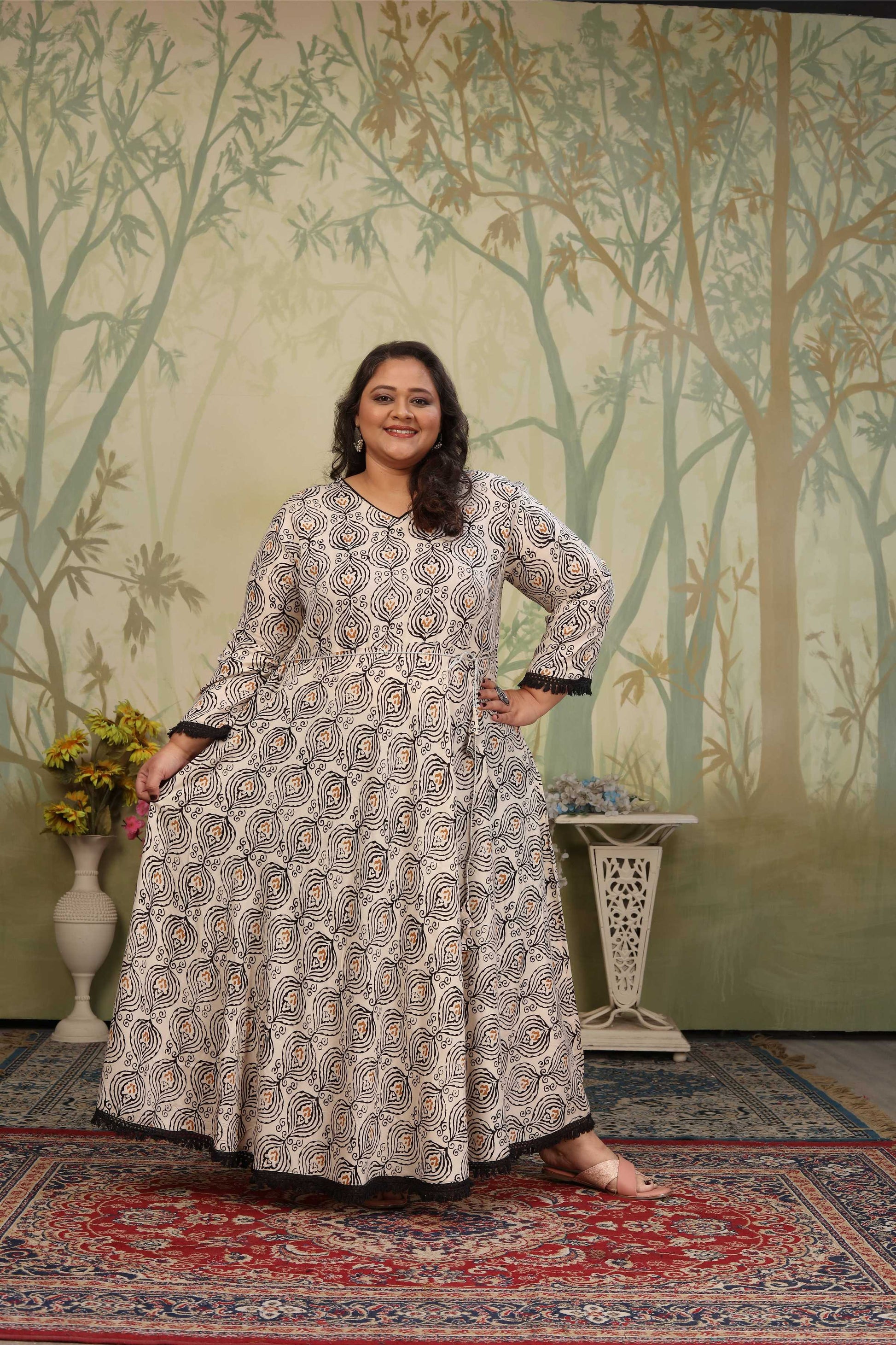 Jyoti Fashion Women's Grey Rayon Floral Print with Sequins Designer Anarkali Set | Swadesiicart