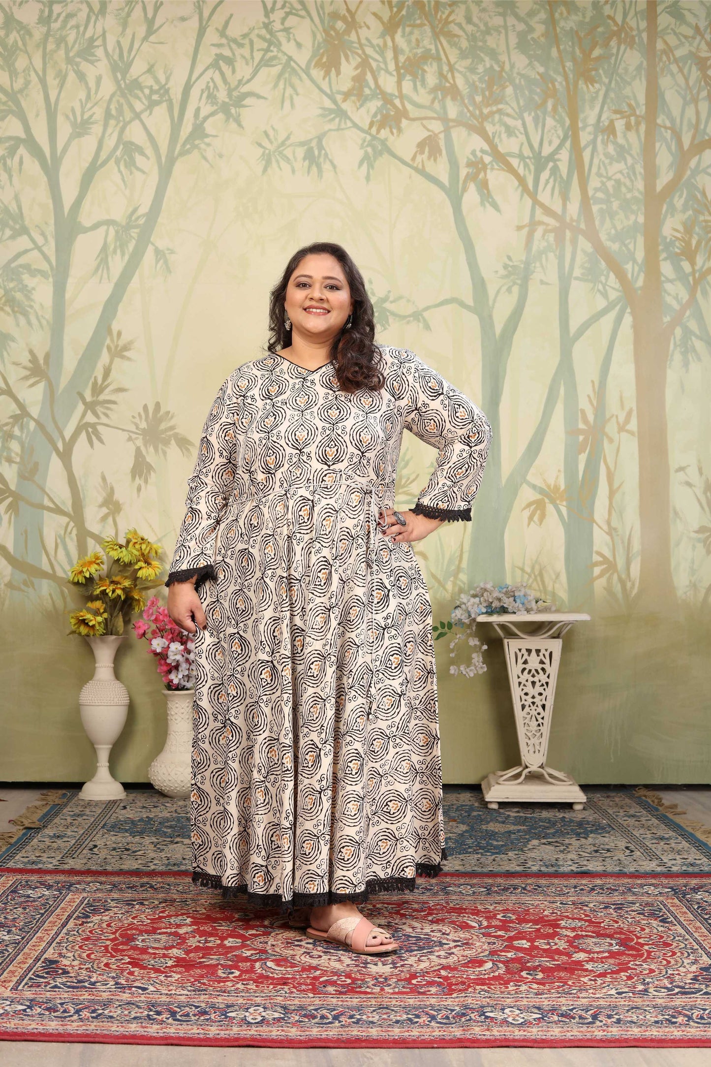 Jyoti Fashion Women's Grey Rayon Floral Print with Sequins Designer Anarkali Set | Swadesiicart
