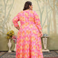 Jyoti Fashion Women's Pink Rayon Floral Print with Sequins Designer Anarkali Set | Swadesiicart