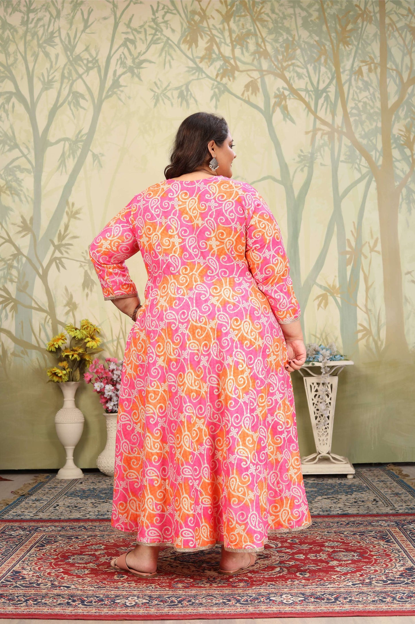 Jyoti Fashion Women's Pink Rayon Floral Print with Sequins Designer Anarkali Set | Swadesiicart