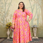 Jyoti Fashion Women's Pink Rayon Floral Print with Sequins Designer Anarkali Set | Swadesiicart