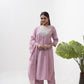 Jyoti Fashion Women's Purple Vertical Silk Sequins Embroidered Kurta Set | Swadesiicart