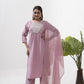 Jyoti Fashion Women's Purple Vertical Silk Sequins Embroidered Kurta Set | Swadesiicart