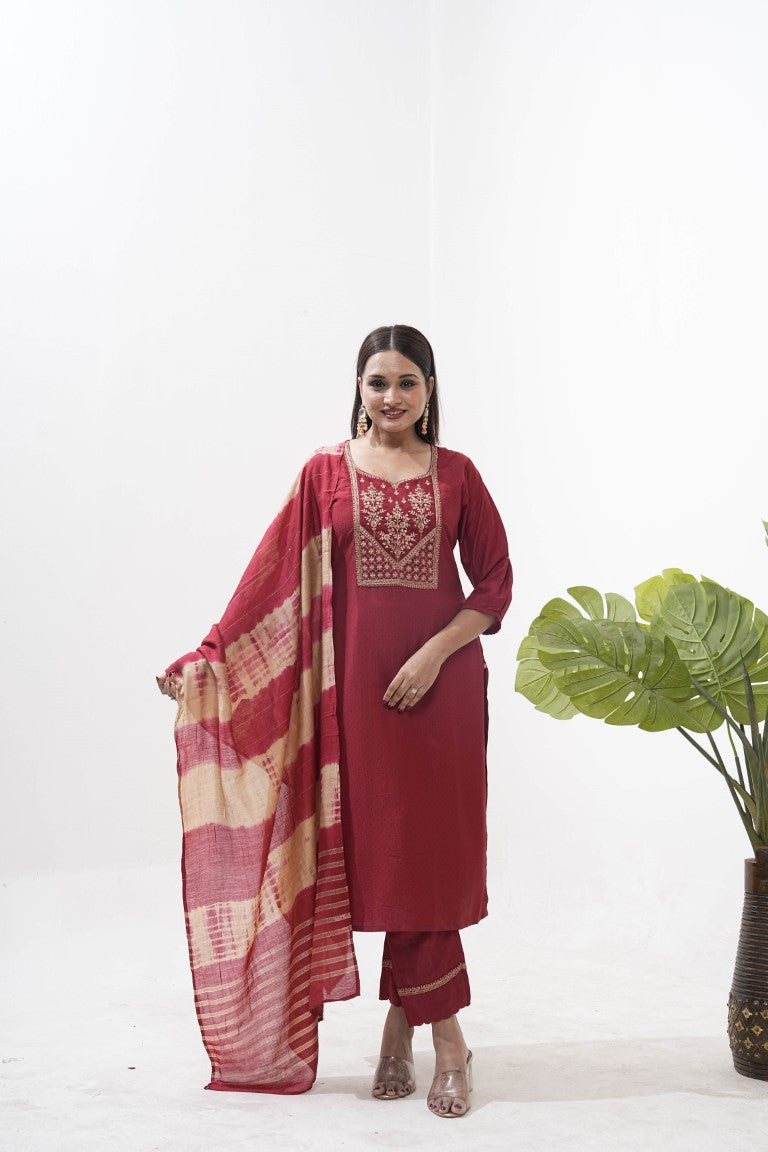 Jyoti Fashion Women's Purple Roman Silk Sequins Embroidered Kurta Set | Swadesiicart