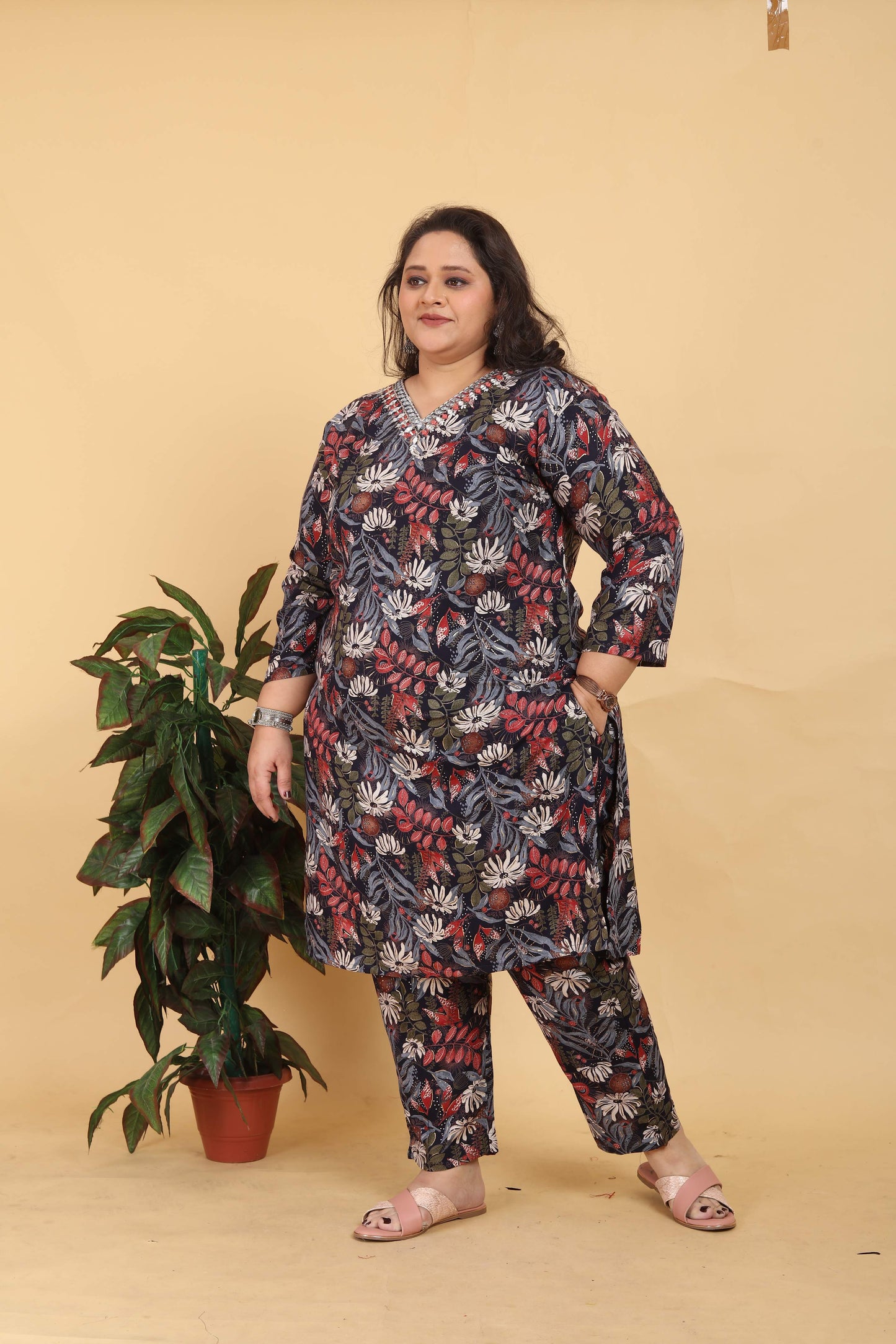 Jyoti Fashion Women's Black Rayon Digital Print with Handwork Kurta Set | Swadesiicart