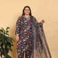 Jyoti Fashion Women's Black Rayon Digital Print with Handwork Kurta Set | Swadesiicart