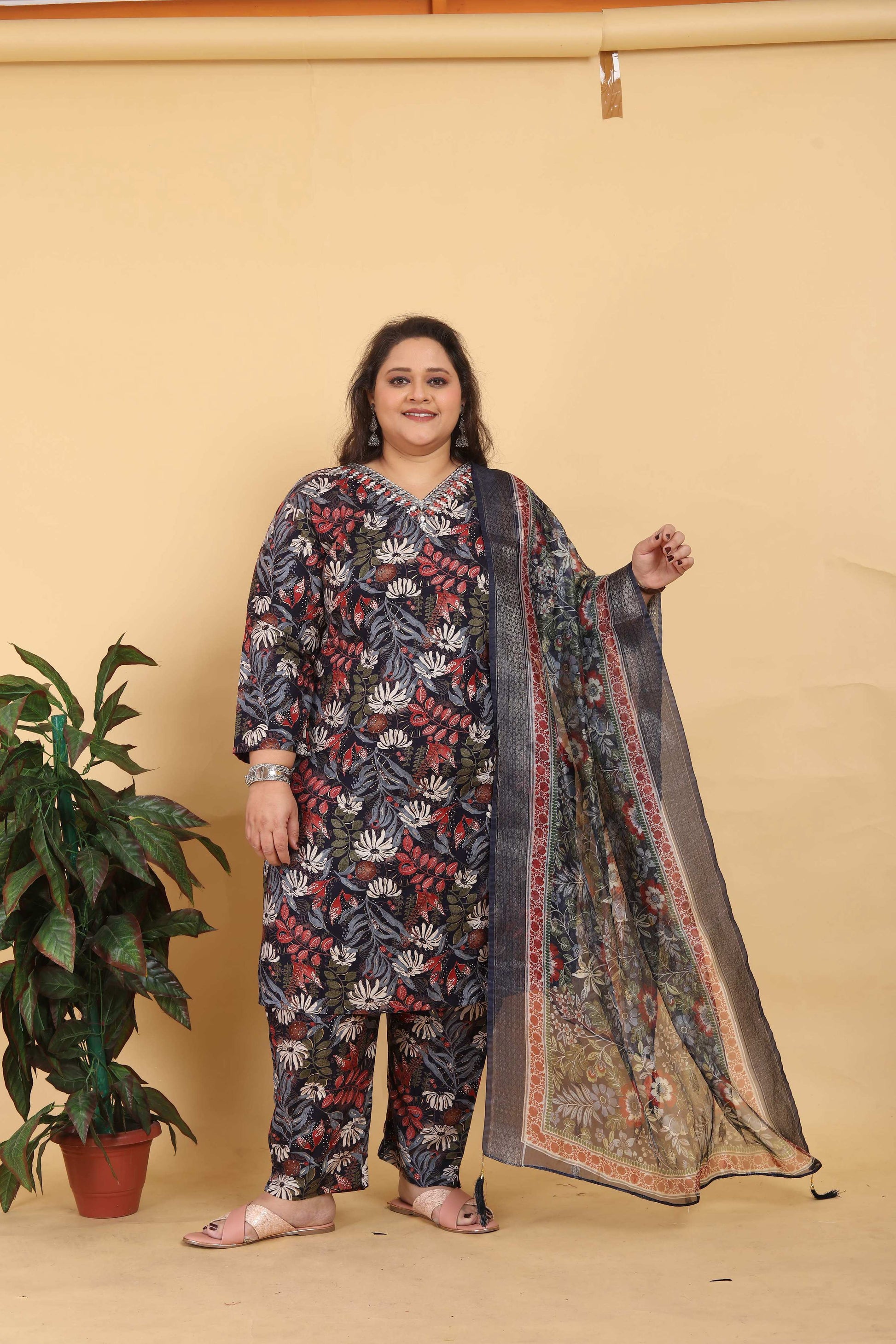 Jyoti Fashion Women's Black Rayon Digital Print with Handwork Kurta Set | Swadesiicart