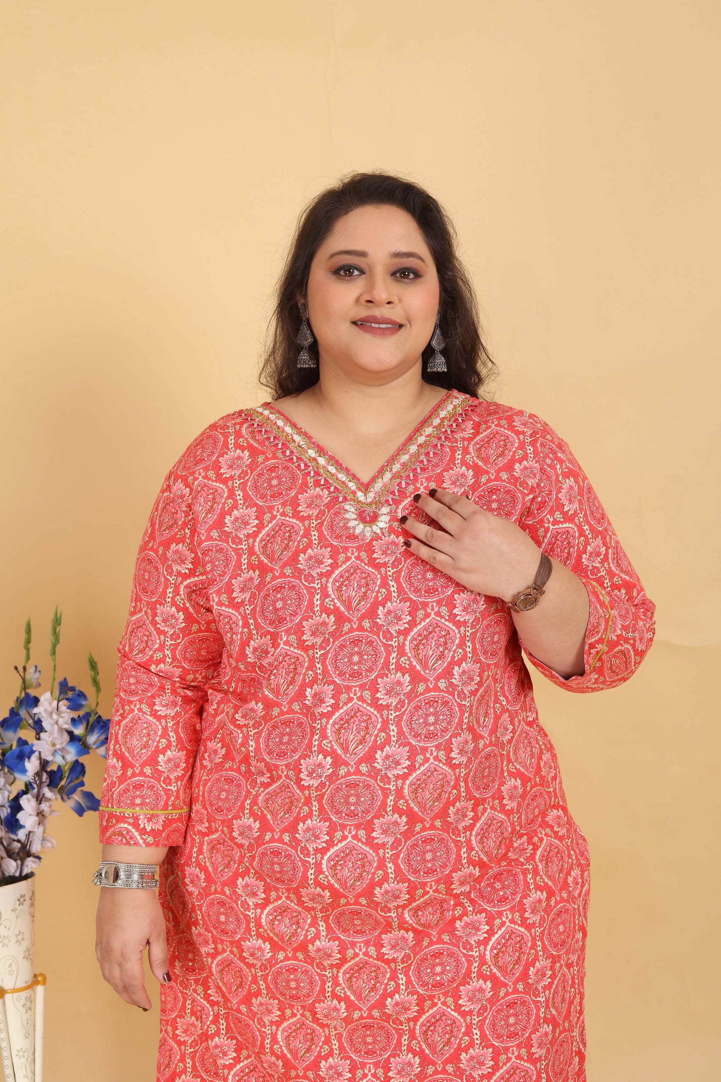 Jyoti Fashion Women's Pink Rayon Digital Print with Handwork Kurta Set | Swadesiicart