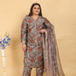 Jyoti Fashion Women's Grey Lichi Viscose Digital Print with Handwork Kurta Set | Swadesiicart