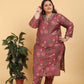 Jyoti Fashion Women's Brown Lichi Viscose Digital Print with Handwork Kurta Set | Swadesiicart
