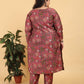 Jyoti Fashion Women's Brown Lichi Viscose Digital Print with Handwork Kurta Set | Swadesiicart