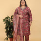 Jyoti Fashion Women's Brown Lichi Viscose Digital Print with Handwork Kurta Set | Swadesiicart