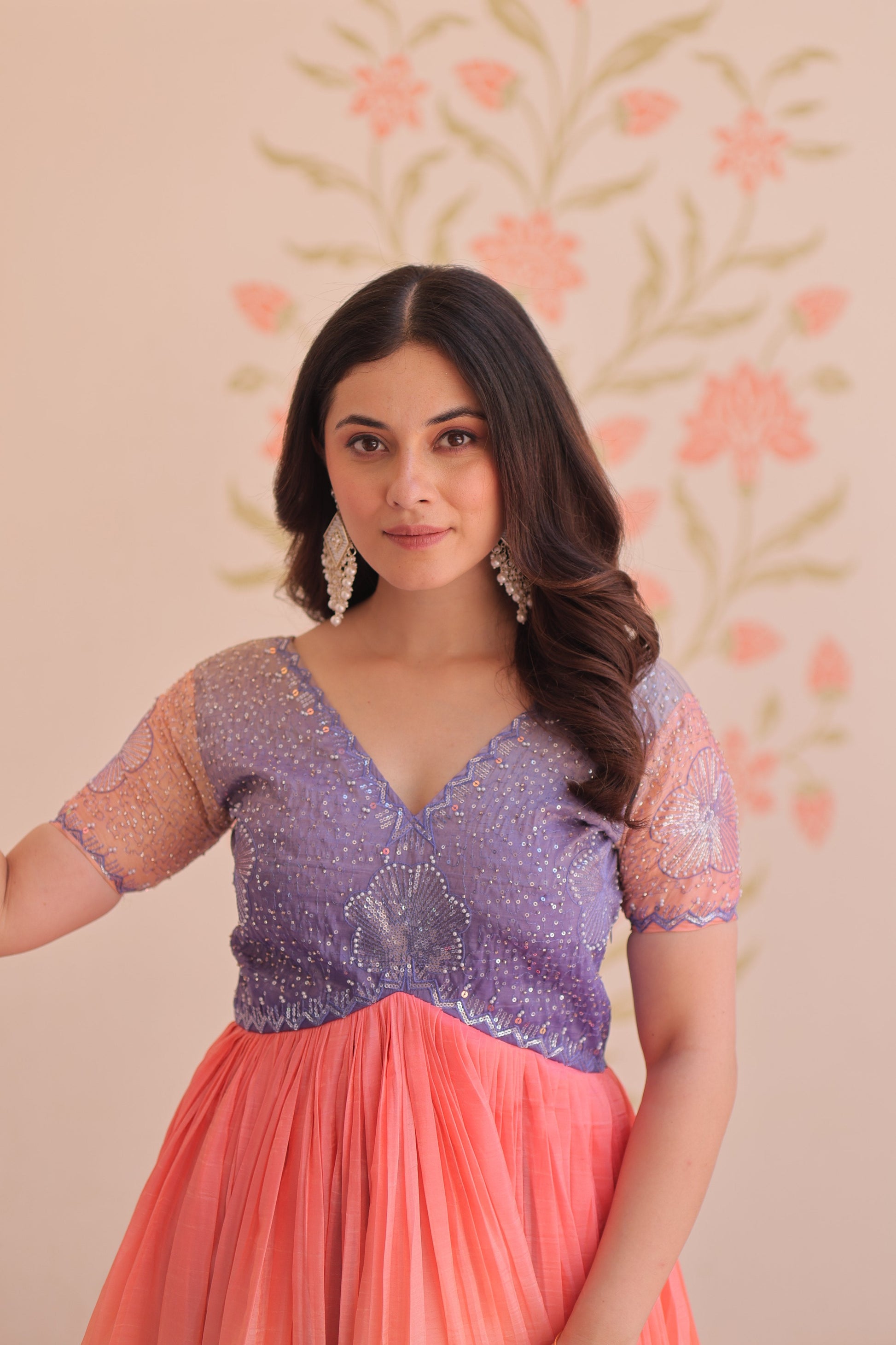 Jyoti Fashion Women's Lavender Gold Crush Embroidered Designer Anarkali Set | Swadesiicart
