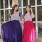 Jyoti Fashion Women's Purple with Pink Star Georgette Embroidered Combo Anarkali Set With Bottom | Swadesiicart