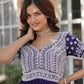 Jyoti Fashion Women's Purple Star Georgette Embroidered Anarkali Set With Bottom | Swadesiicart