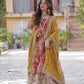 Jyoti Fashion Women's Red Russian Silk Foil Print with Sequence Embroidered Anarkali Set With Dupatta | Swadesiicart
