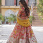 Jyoti Fashion Women's Red Russian Silk Foil Print with Sequence Embroidered Anarkali Set With Dupatta | Swadesiicart