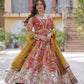 Jyoti Fashion Women's Red Russian Silk Foil Print with Sequence Embroidered Anarkali Set With Dupatta | Swadesiicart