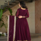 Jyoti Fashion Women's Wine Faux Blooming Sequins Zari Embroidered Anarkali Set With Dupatta | Swadesiicart