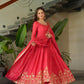 Jyoti Fashion Women's Pink Chinon Sequins Zari Embroidered Anarkali Set With Dupatta | Swadesiicart