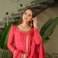 Jyoti Fashion Women's Pink Chinon Sequins Zari Embroidered Anarkali Set With Dupatta | Swadesiicart