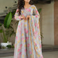 Jyoti Fashion Women's Grey Faux Georgette Floral Digital Printed Anarkali Set With Dupatta | Swadesiicart