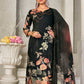 Jyoti Fashion Women's Black Pashmina Floral Digital Printed Kurta with Trouser & Dupatta | Swadesiicart