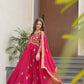 Jyoti Fashion Women's Pink Star Georgette Sequins & Zari Embroidered Anarkali Set With Dupatta | Swadesiicart