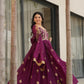 Jyoti Fashion Women's Wine Star Georgette Sequins & Zari Embroidered Anarkali Set With Dupatta | Swadesiicart