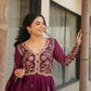 Jyoti Fashion Women's Wine Star Georgette Sequins & Zari Embroidered Anarkali Set With Dupatta | Swadesiicart