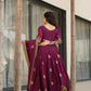 Jyoti Fashion Women's Wine Star Georgette Sequins & Zari Embroidered Anarkali Set With Dupatta | Swadesiicart