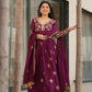 Jyoti Fashion Women's Wine Star Georgette Sequins & Zari Embroidered Anarkali Set With Dupatta | Swadesiicart