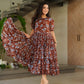 Jyoti Fashion Women's Brown Faux Georgette Printed Long Designer Anarkali Set | Swadesiicart