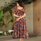 Jyoti Fashion Women's Brown Faux Georgette Printed Long Designer Anarkali Set | Swadesiicart
