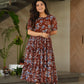 Jyoti Fashion Women's Brown Faux Georgette Printed Long Designer Anarkali Set | Swadesiicart