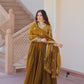 Jyoti Fashion Women's Mehendi Fendi Sequins & Zari Embroidered Anarkali Set With Dupatta | Swadesiicart