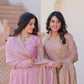 Jyoti Fashion Women's Lavender & Peach Fendi Chiffon Anarkali Combo Set With Dupatta | Swadesiicart