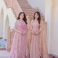 Jyoti Fashion Women's Lavender & Peach Fendi Chiffon Anarkali Combo Set With Dupatta | Swadesiicart
