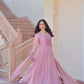 Jyoti Fashion Women's Lavender Fendi Chiffon Designer Anarkali Set With Dupatta | Swadesiicart