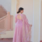 Jyoti Fashion Women's Lavender Fendi Chiffon Designer Anarkali Set With Dupatta | Swadesiicart