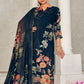 Jyoti Fashion Women's Navy Blue Pashmina Floral Digital Printed Kurta with Trouser & Dupatta | Swadesiicart