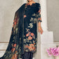 Jyoti Fashion Women's Navy Blue Pashmina Floral Digital Printed Kurta with Trouser & Dupatta | Swadesiicart