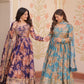 Jyoti Fashion Women's Sky Blue & Purple Russian Silk Digital Print with Sequins Embroidered Anarkali Combo Set With Dupatta | Swadesiicart