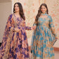 Jyoti Fashion Women's Sky Blue & Purple Russian Silk Digital Print with Sequins Embroidered Anarkali Combo Set With Dupatta | Swadesiicart