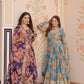 Jyoti Fashion Women's Sky Blue & Purple Russian Silk Digital Print with Sequins Embroidered Anarkali Combo Set With Dupatta | Swadesiicart