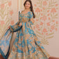 Jyoti Fashion Women's Sky Blue Russian Silk Digital Print with Sequins Embroidered Anarkali Set With Dupatta | Swadesiicart