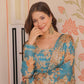Jyoti Fashion Women's Sky Blue Russian Silk Digital Print with Sequins Embroidered Anarkali Set With Dupatta | Swadesiicart