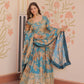 Jyoti Fashion Women's Sky Blue Russian Silk Digital Print with Sequins Embroidered Anarkali Set With Dupatta | Swadesiicart