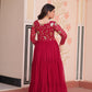 Jyoti Fashion Women's Rani Pink Faux Blooming Sequins & Zari Embroidered Long Designer Anarkali Set | Swadesiicart